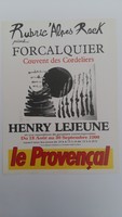 Affiche pour l'exposition <strong><em>Henry Lejeune</em></strong> , au Couvent des Cordeliers (Forcalquier) , du 18 août au 30 septembre 1990.